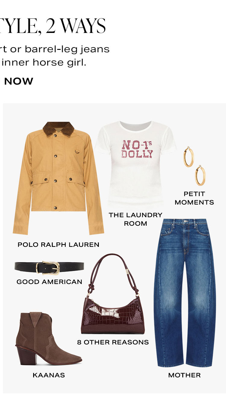 Western Style, 2 Ways. Try a suede mini skirt or barrel-leg jeans to channel your inner horse girl. Look 2. Product Assortment. Shop Now.