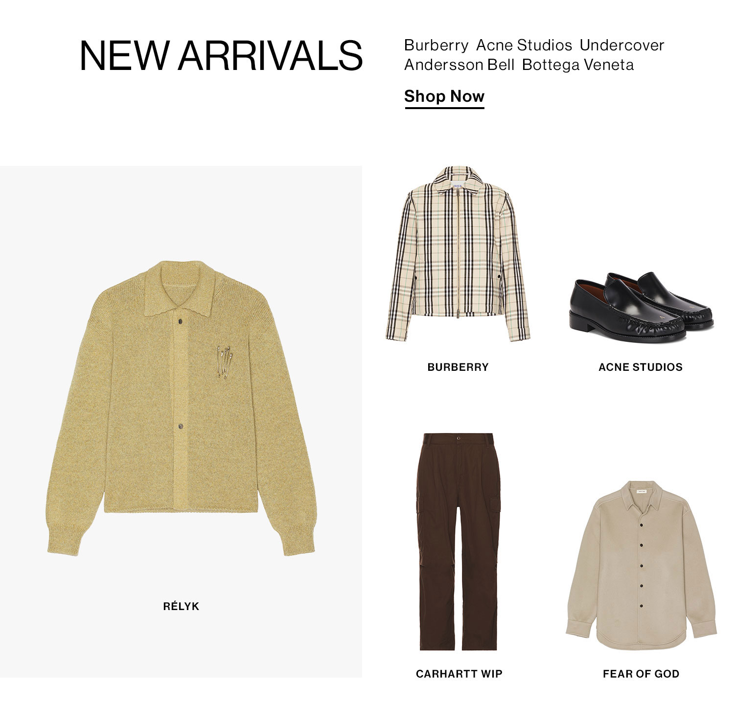 New Arrivals from Burberry, Acne Studios, Andersson Bell, Bottega Veneta, Undercover + more