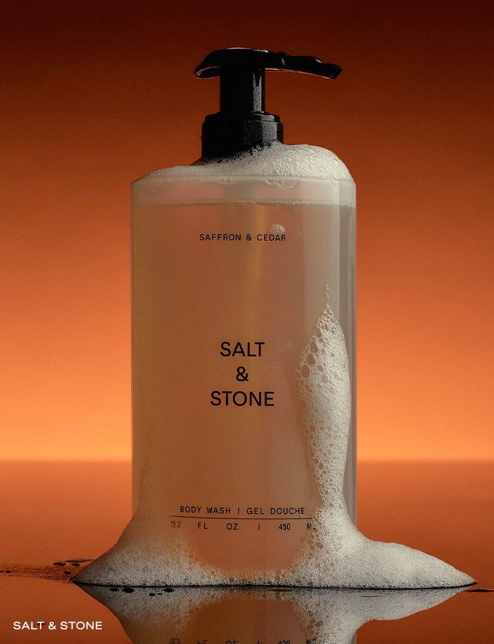 A bottle of Salt & Stone body wash.