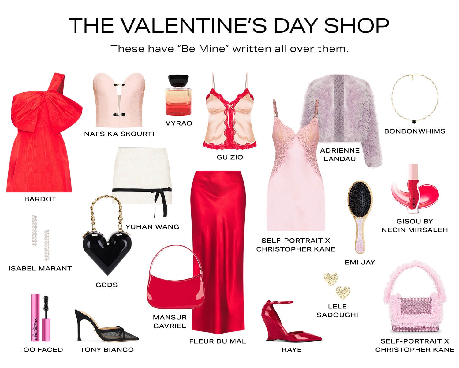 The Valentine's Day Shop. Product Assortment of red, pink and white product. Shop Now. 