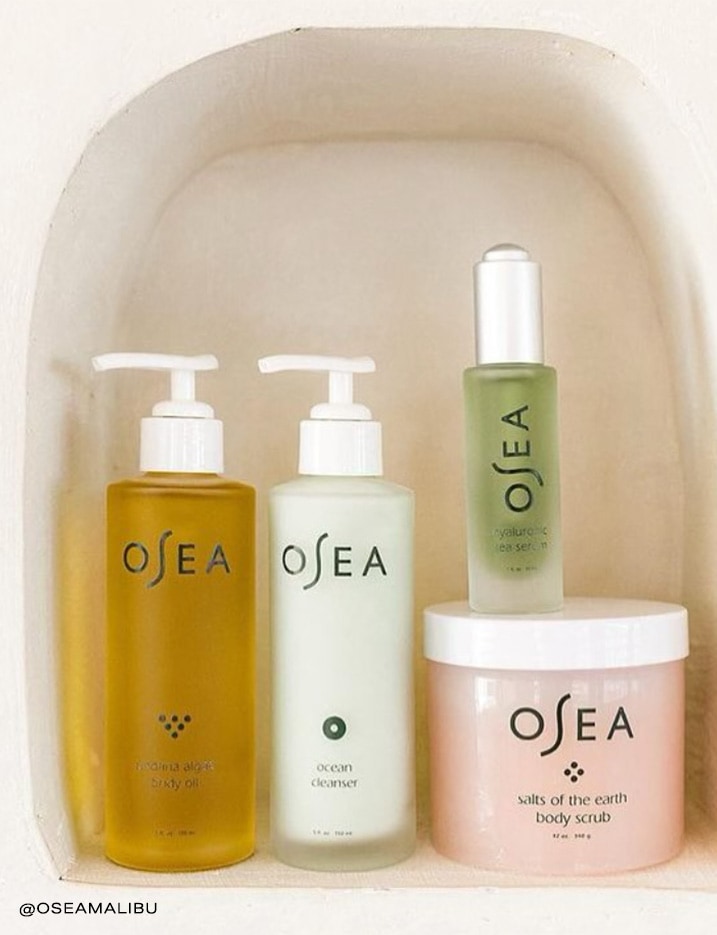 Assortment of OSEA bath and both care products.