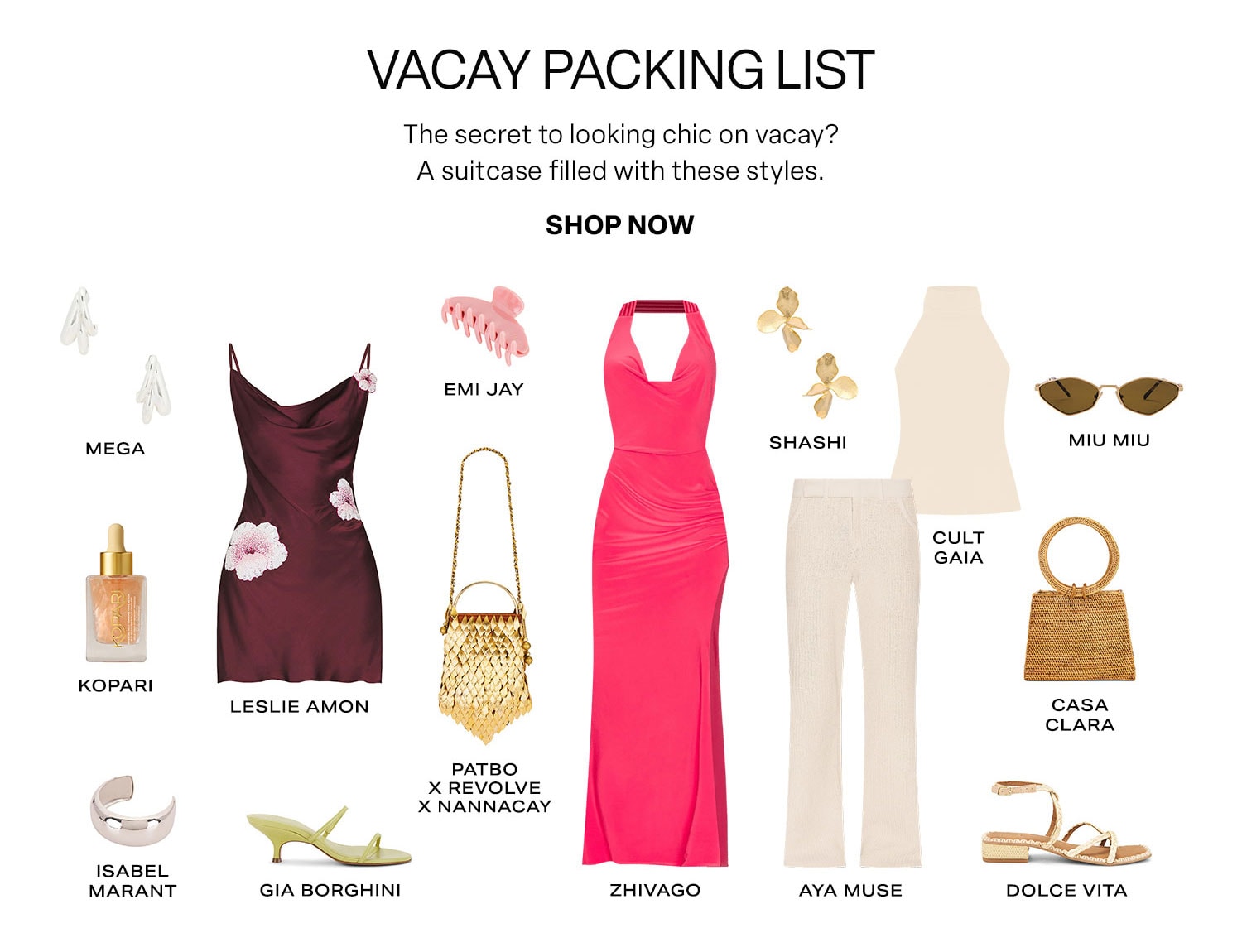 Vacay Packing List. Shop Now.