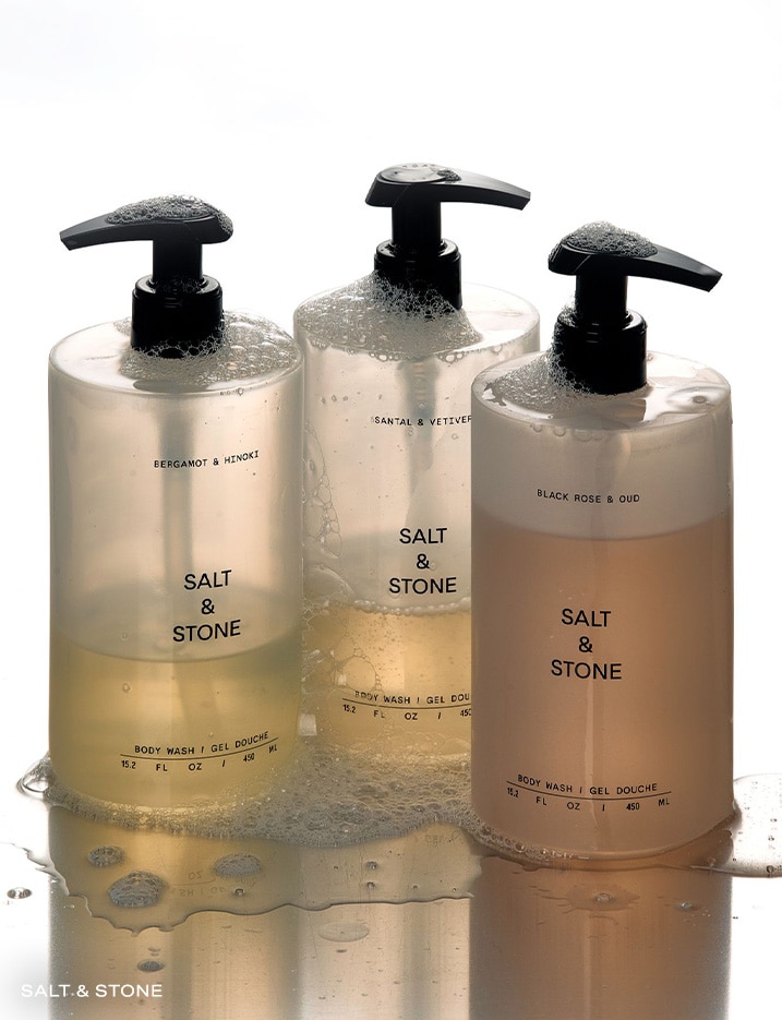 Bottles of Salt & Stone Body Wash.