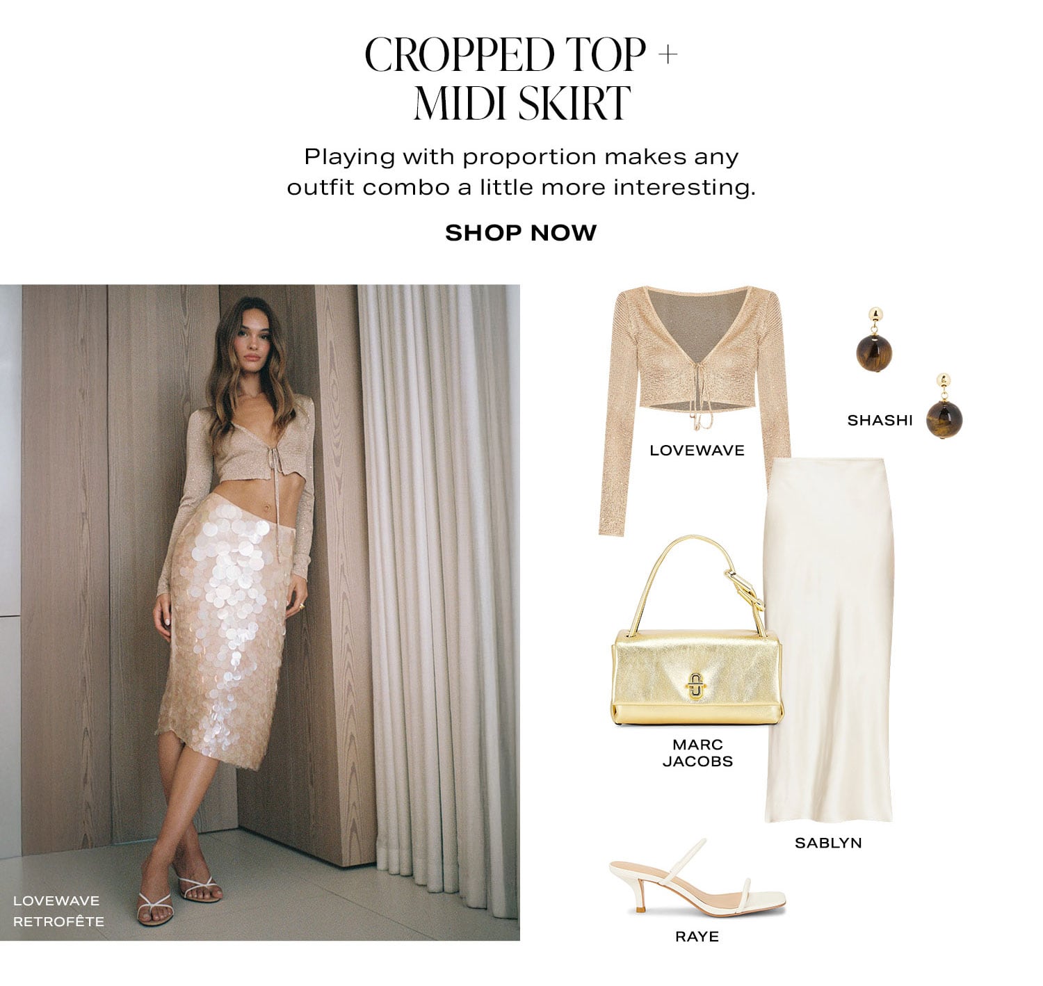 Cropped Top + Midi Skirt. Shop Now.