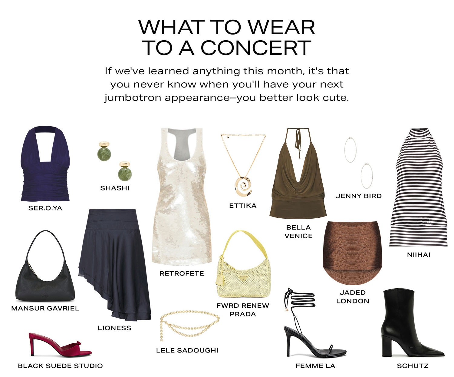 What To Wear To  A Concert. Product Assortment.