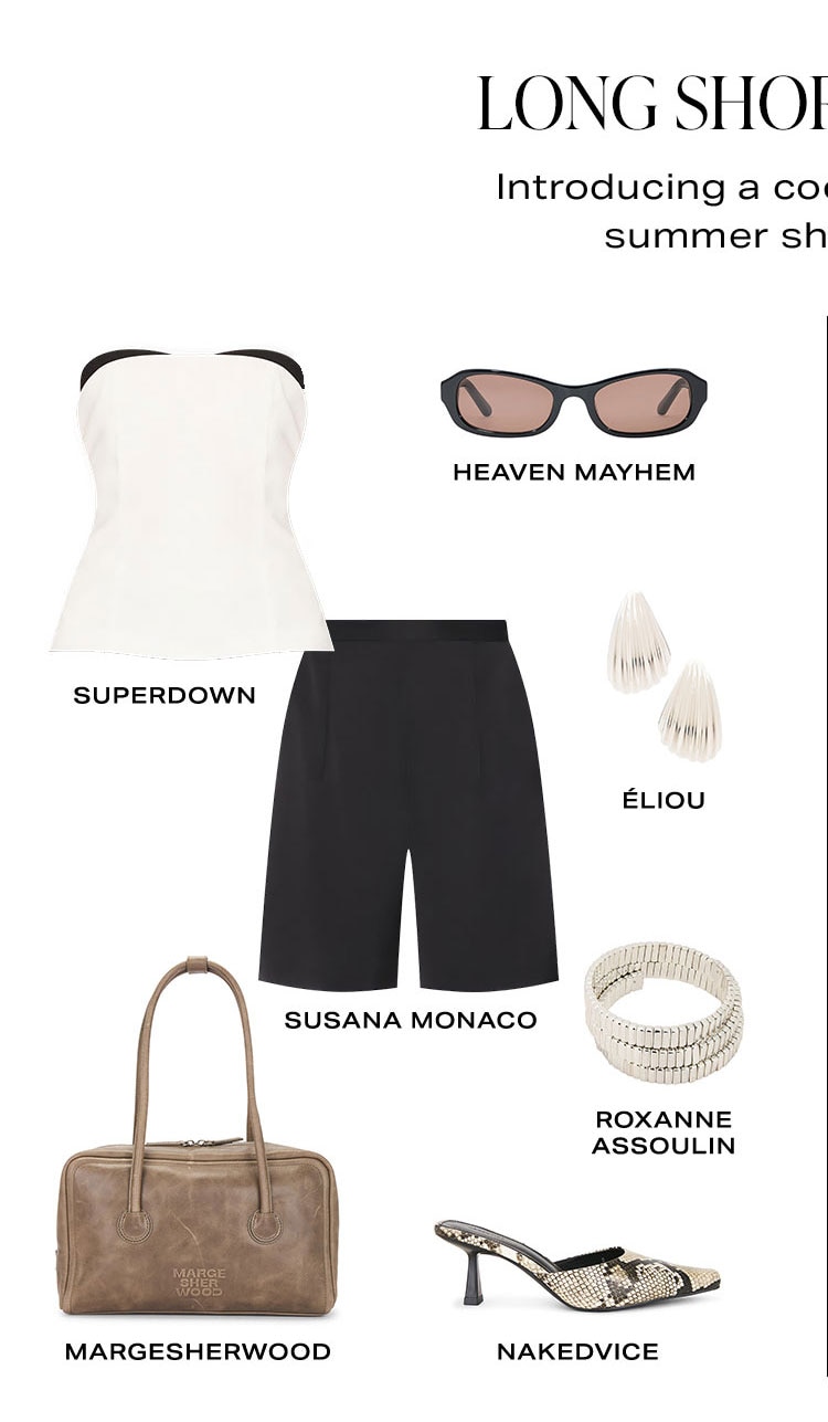 Long Shorts, 2 Ways. Introducing a cooler take on your summer shorts lineup. Look 1.