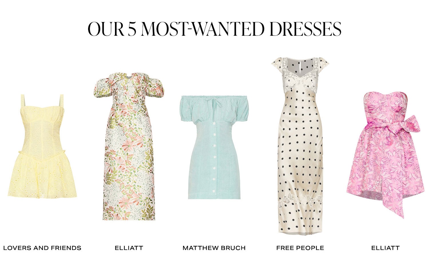 Our 5 Most-Wanted Dresses. Product Assortment.