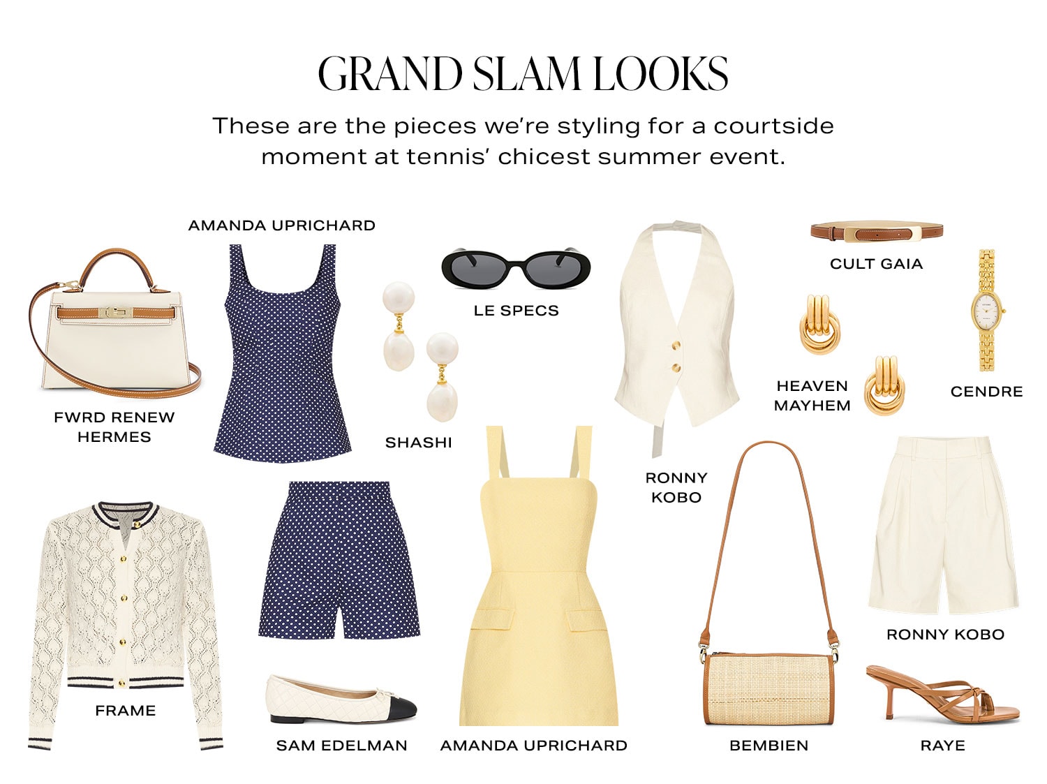 Grand Slam Looks. From crisp blazers to breezy dresses, these are the pieces we're styling for a courtside moment at tennis' chicest summer event. Product Assortment.