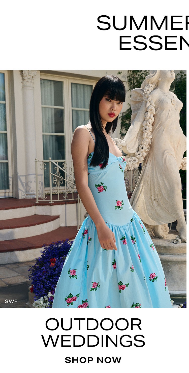 Summer Dress Essentials: Outdoor Weddings. Shop Now.