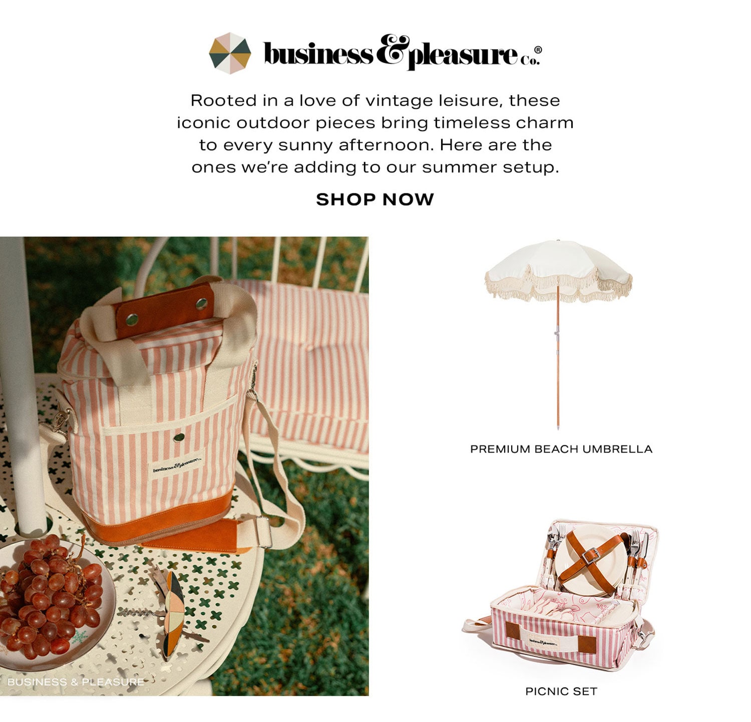Business & Pleasure. Shop Now