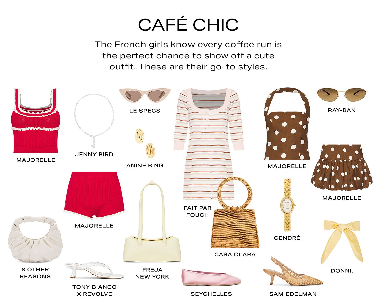 Café Chic. The French girls know every coffee run is the perfect chance to show off a cute outfit. These are their go-to styles. Product Assortment.