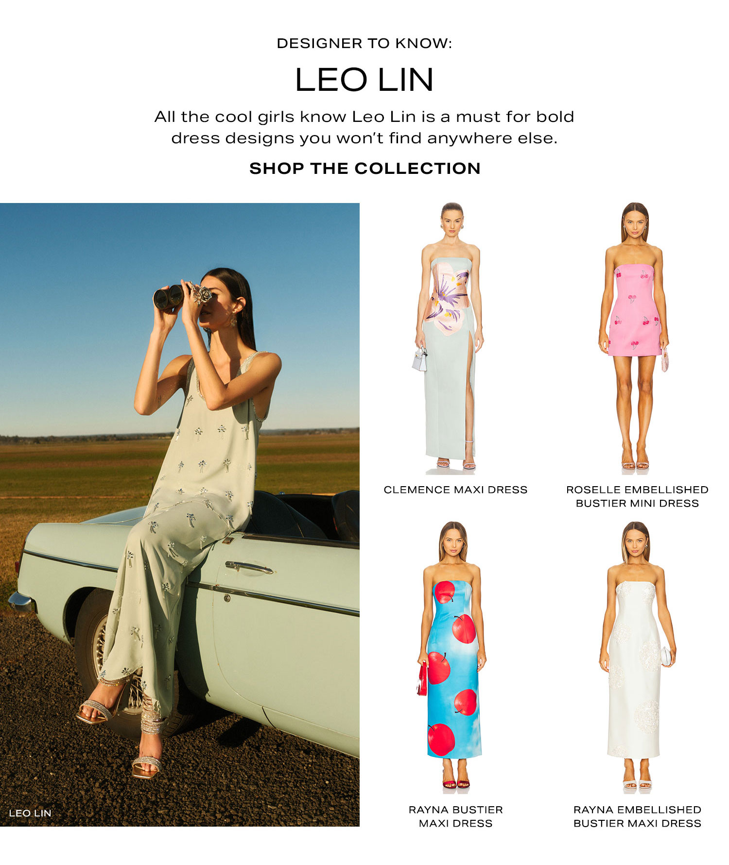 Designer To Know: Leo Lin. All the cool girls know Leo Lin is a must for bold dress designs you won't find anywhere else. Shop the Collection.