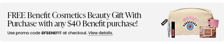 FREE Benefit Cosmetics Beauty Gift With Purchase with any $40 Benefit purchase! Use promo code BFBENEFIT at checkout.