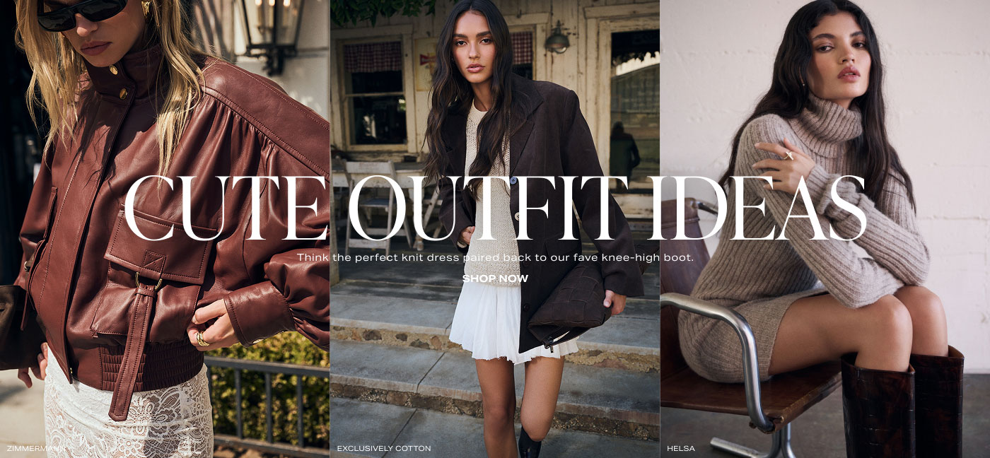 Cute Outfit Ideas. Think the perfect knit dress paired back to our fave knee high boot.