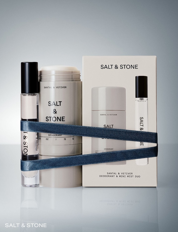 Salt & Stone deodorant and mini mist in Santal & Vitiver.