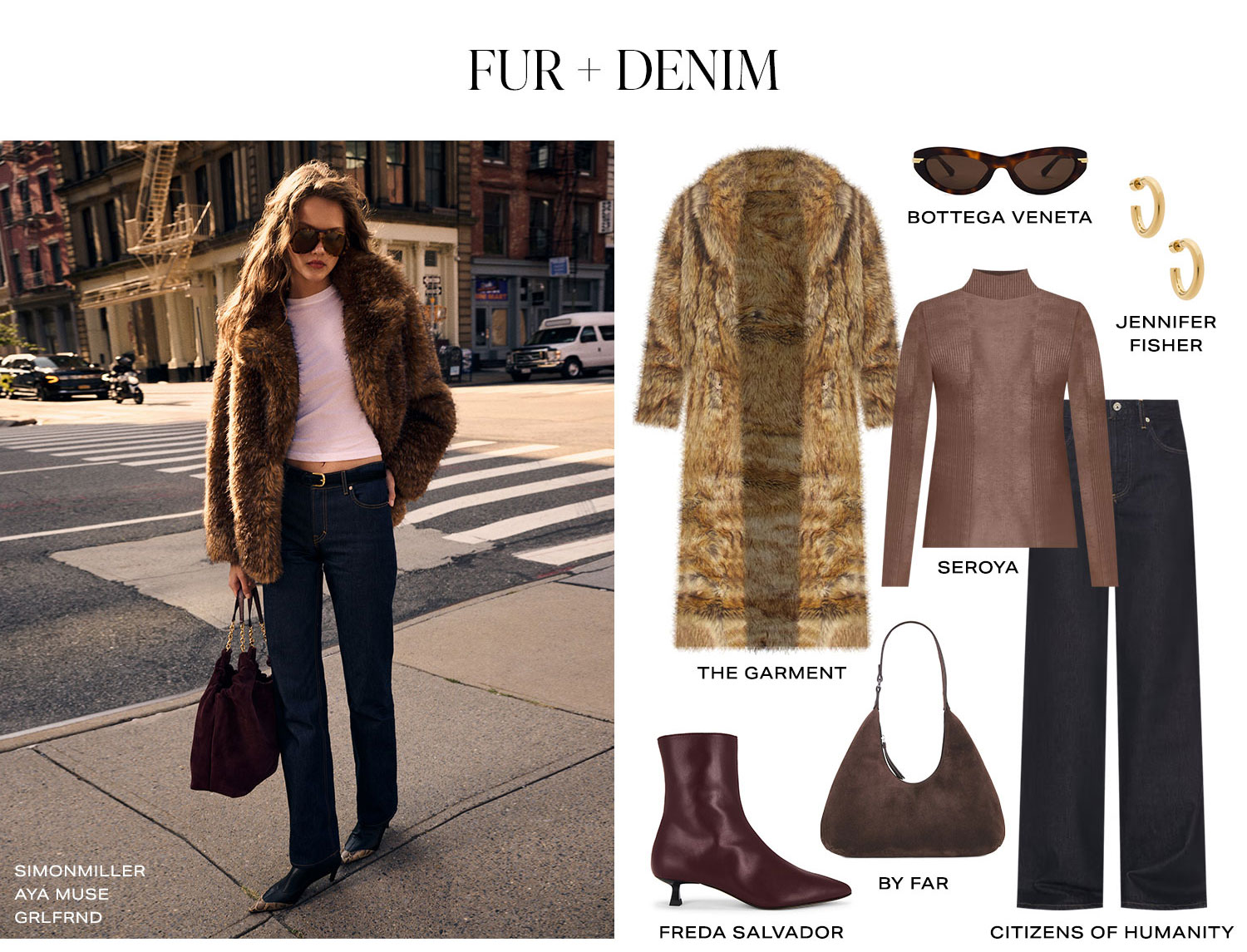 Fall Outfit Formulas. Fur + Denim. Shop Now.