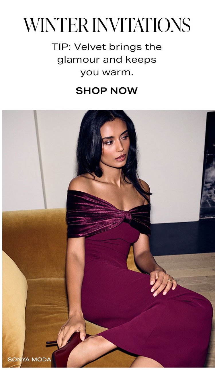 Winter Invitations. TIP: Velvet brings the glamour and keeps you warm. Shop Now.