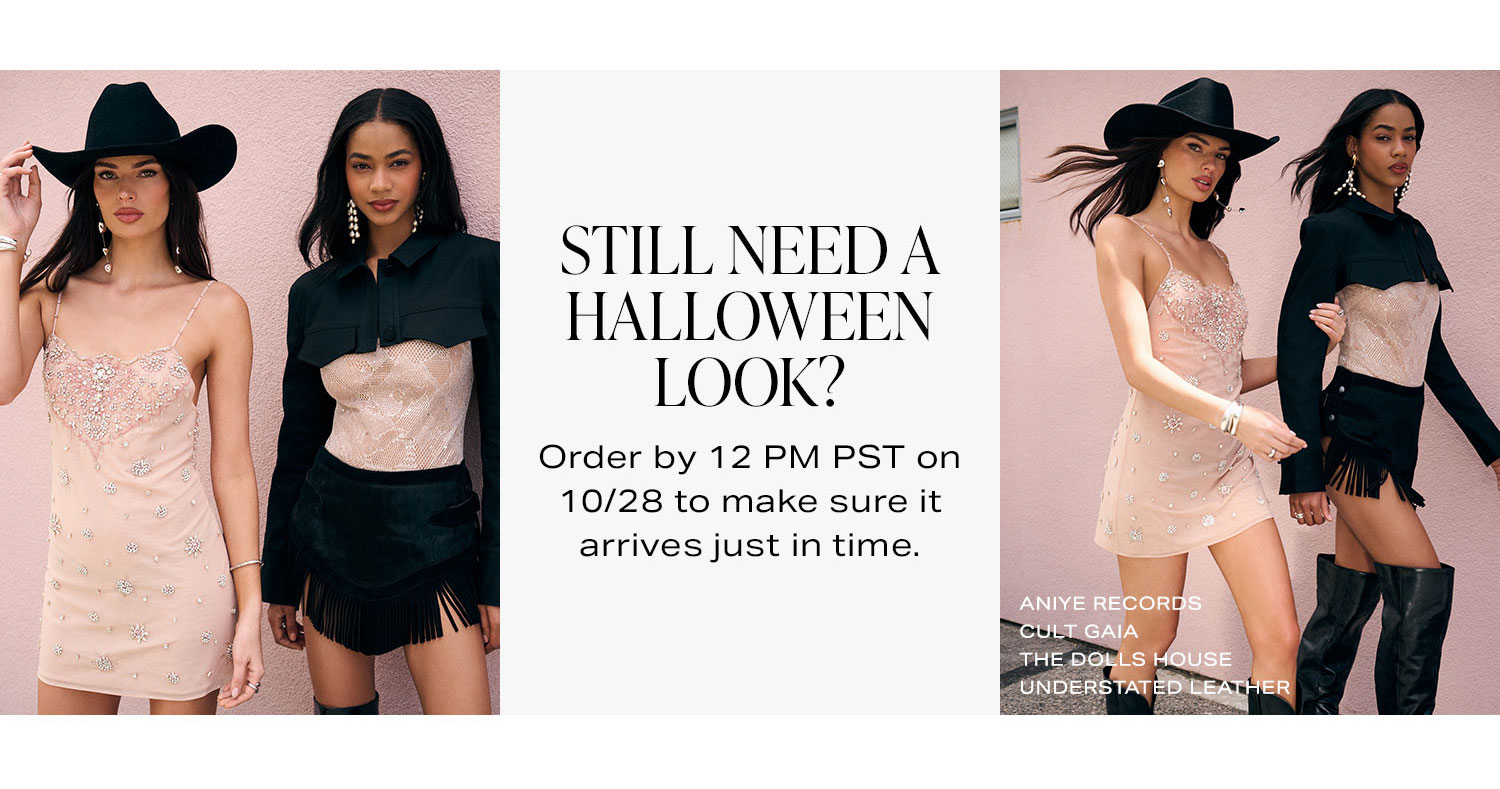 Still Need A Halloween Look? Order by 12 PM PST on 10/28 to make sure it arrives just in time.