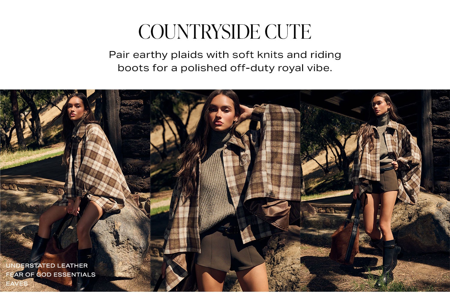 Countryside Cute. Pair earthy plaids with soft knits and riding boots for a polished off-duty royal vibe.