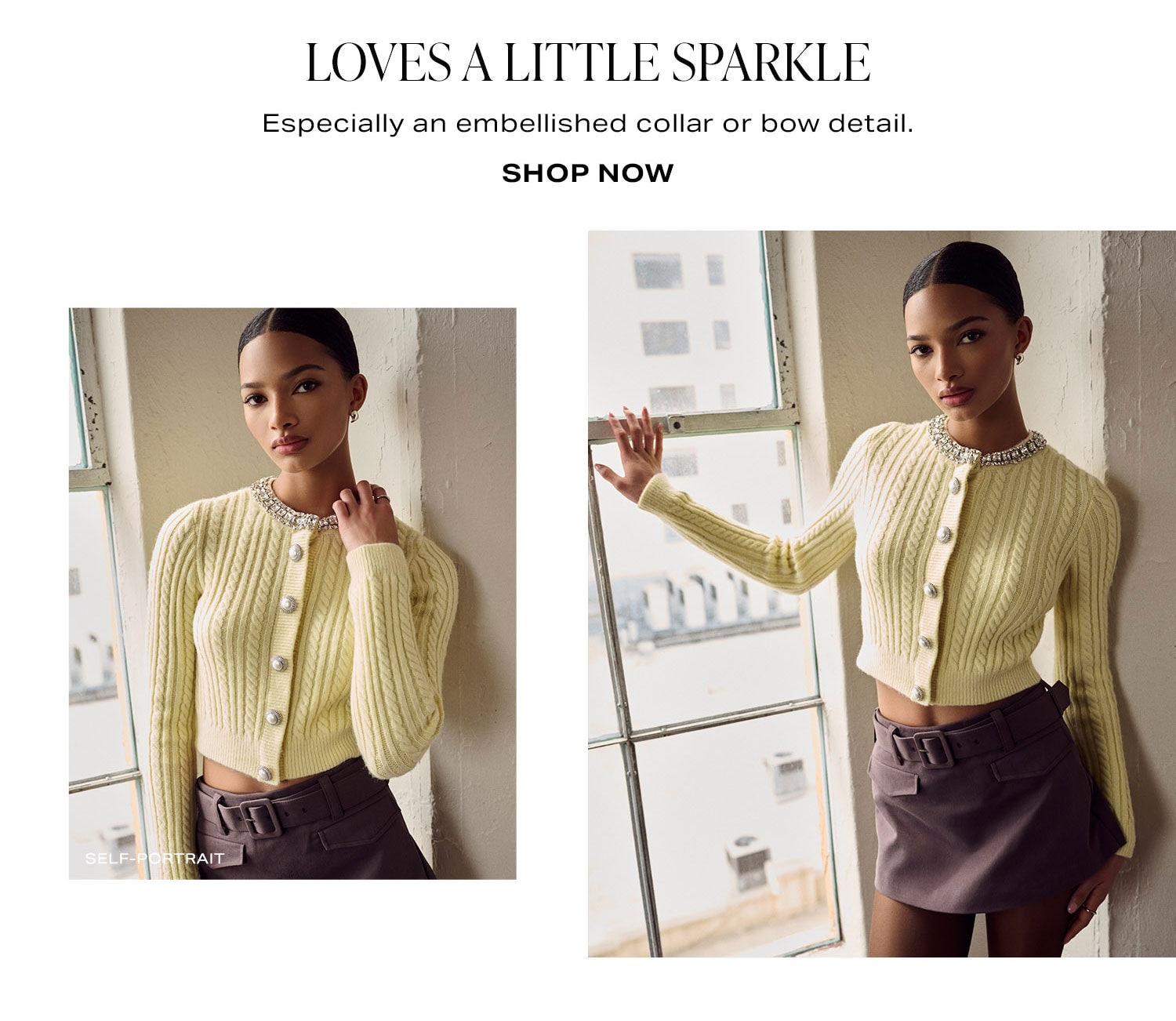 Loves A Little Sparkle. Especially an embellished collar or bow detail. Shop Now.