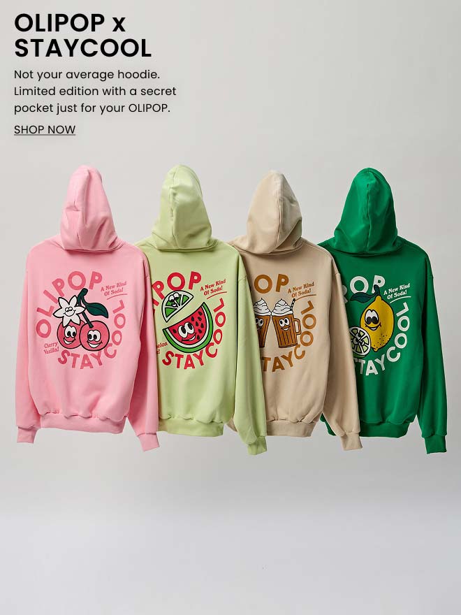 OLIPOP x STAYCOOL. Not your average hoodie. Limited edition with a secret pocket just for your OLIPOP. Shop Now.
