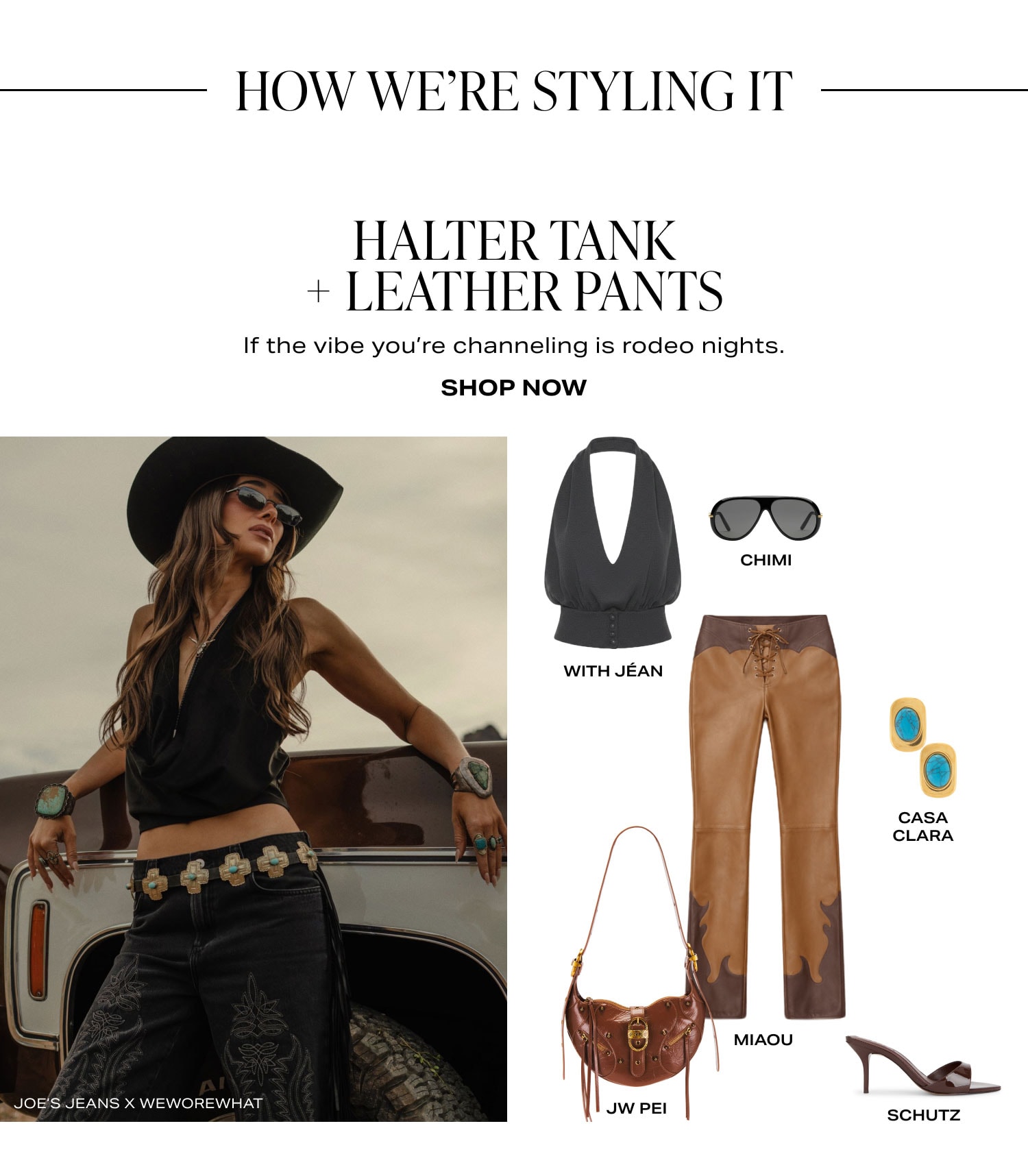 Shop Halter Tank + Leather Pants