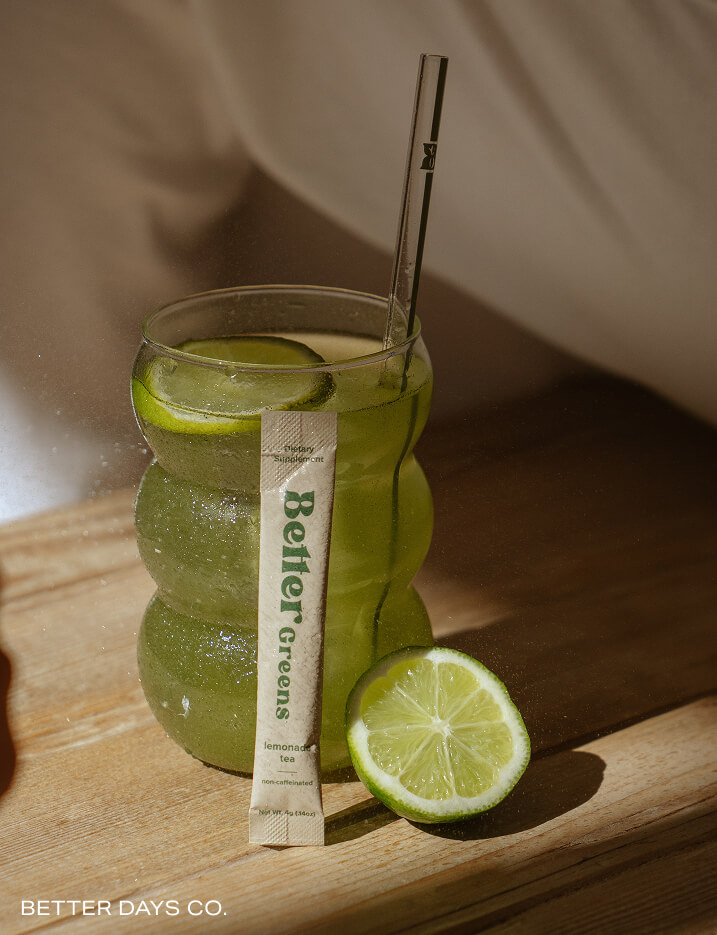 Better Days Co. Better Greens lemonade tea.