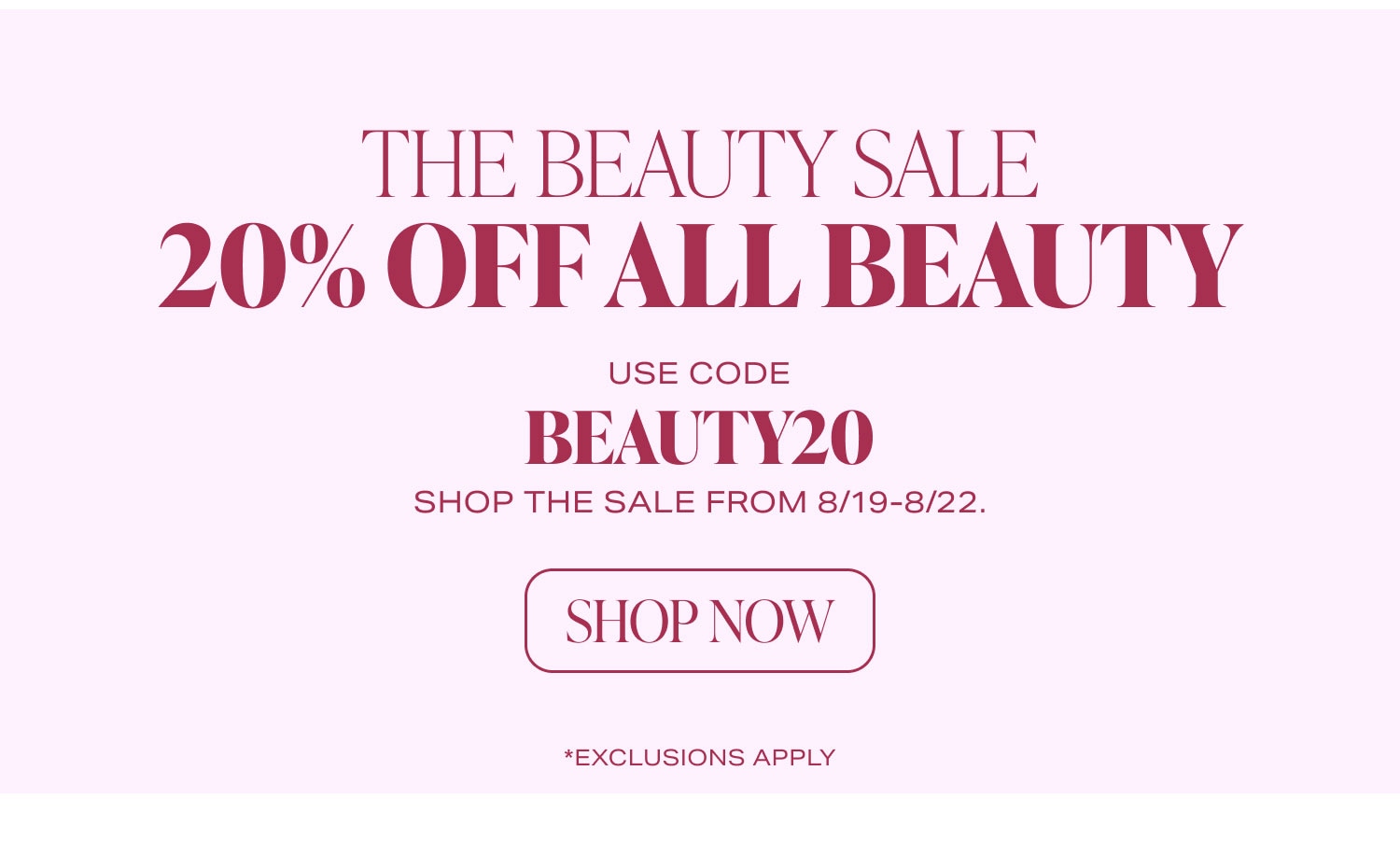 Shop 20% Off All Beauty
