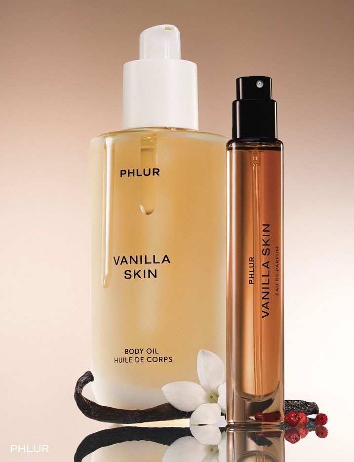 Phlur Body Oil and perfume in Vanilla Skin Scent.
