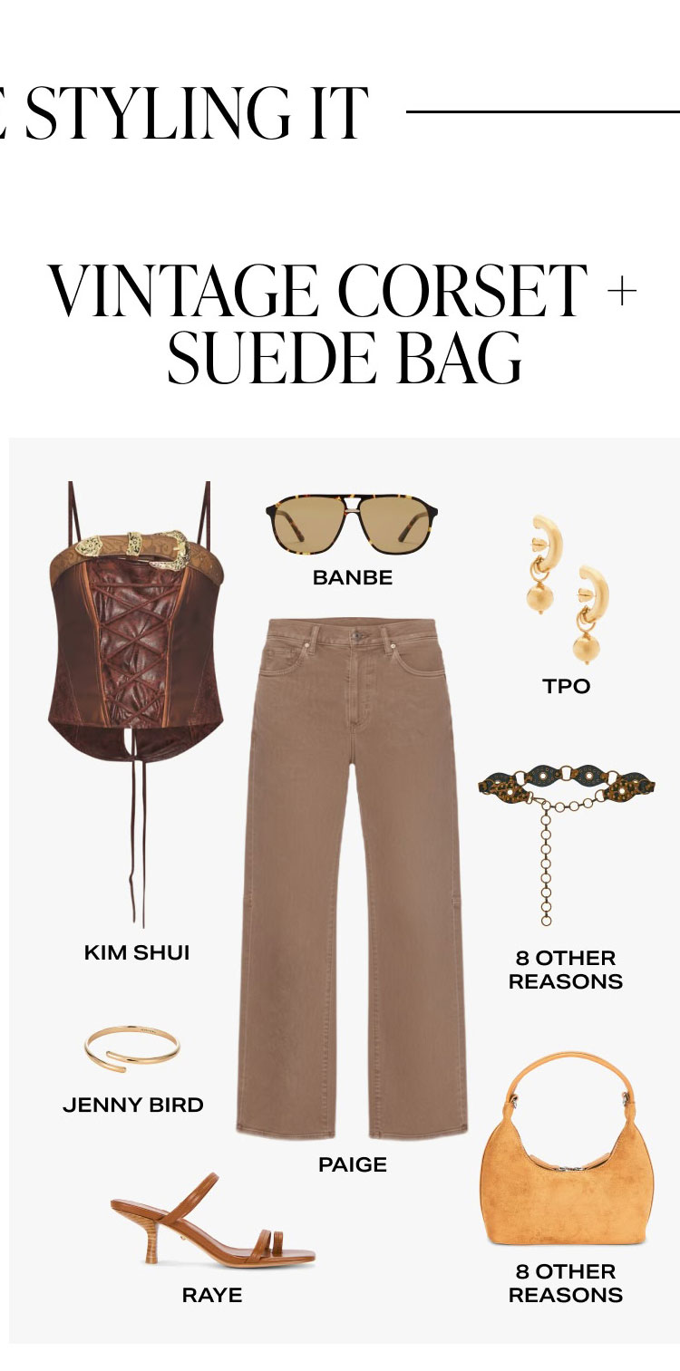 Shop Vintage Corset + Suede Bag