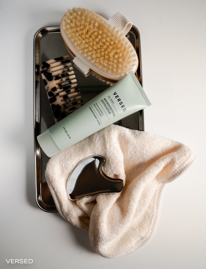 Variety of Versed skincare products.