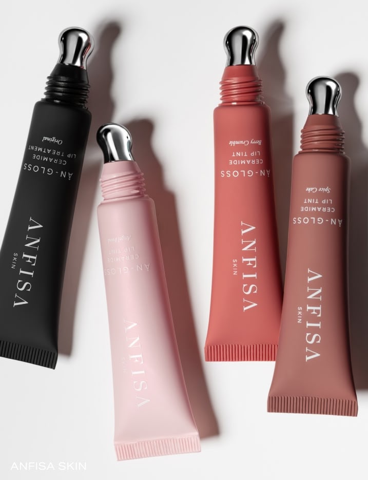 Variety of Anfisa Skin ceramide lip tints.