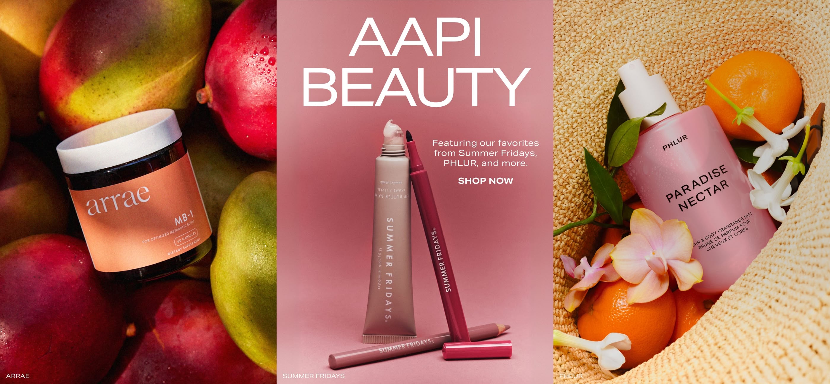 AAPI BEAUTY. Featuring our favorites from Summer Fridays, PHLUR, and more.