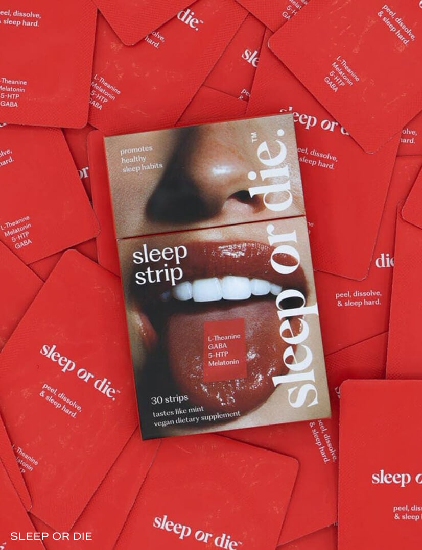 Package of Sleep or Die sleep strip supplements.