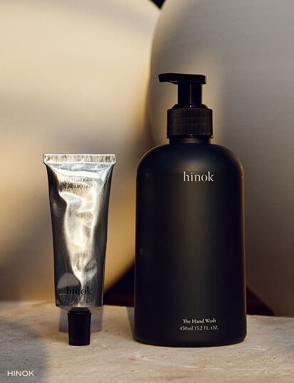 Hinok brand hand wash and hand balm.